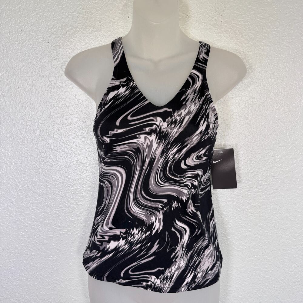 Nike Swim Top Womens Small Tank Tankini Racerback Padded Marble Tie Dye Gym